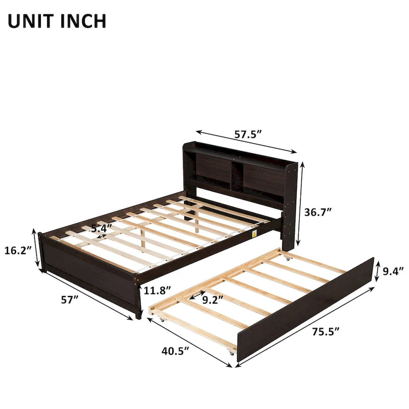 Full Bed with Trundle Bookcase