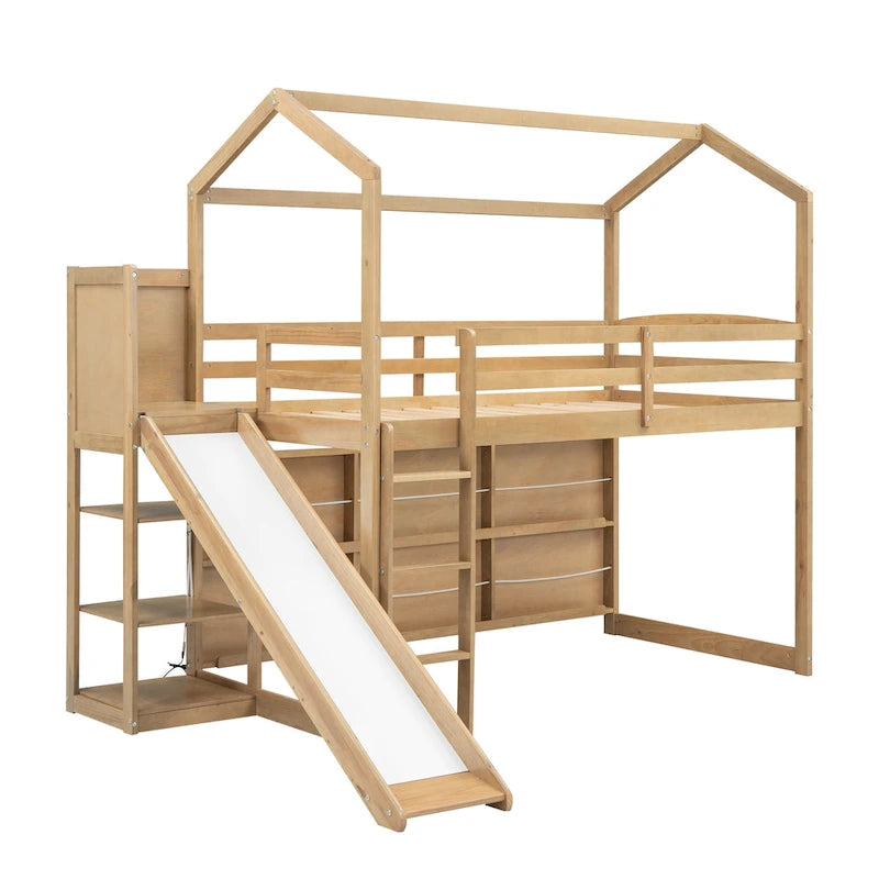 Twin Size Wood House Loft bed