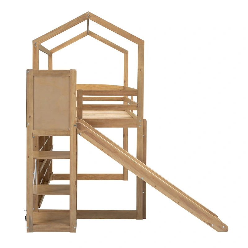 Twin Size Wood House Loft bed