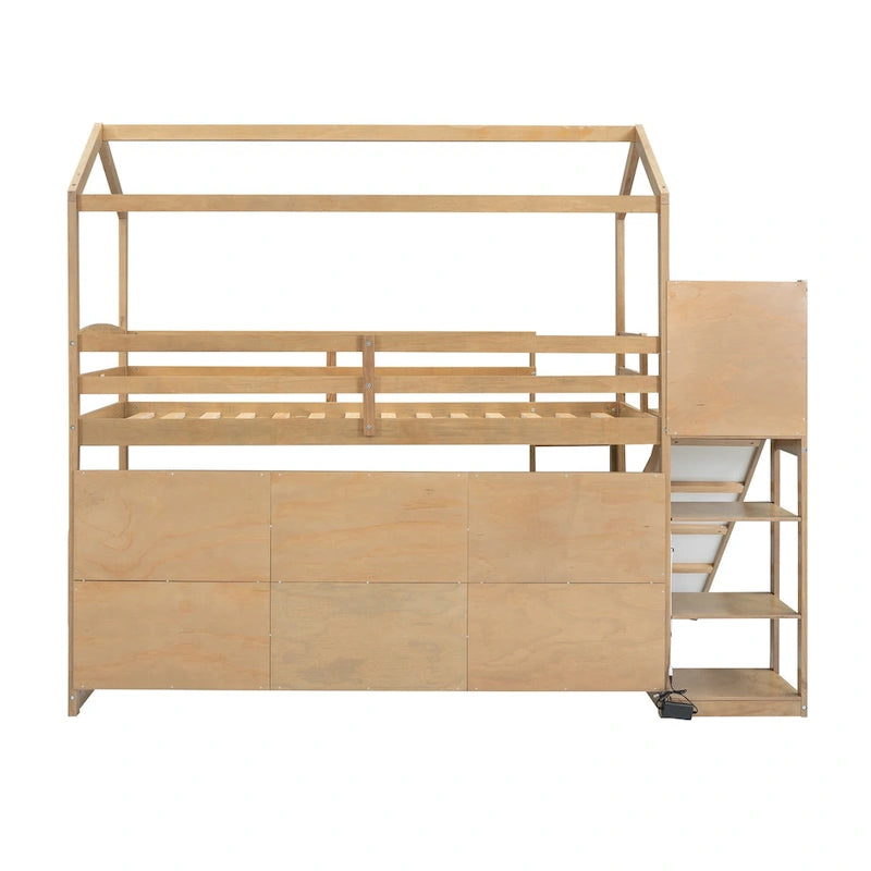 Twin Size Wood House Loft bed