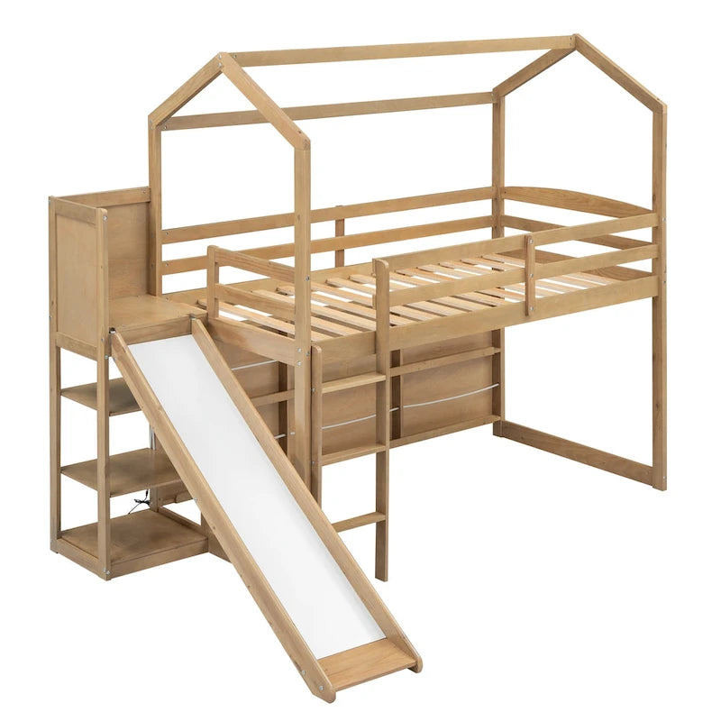 Twin Size Wood House Loft bed