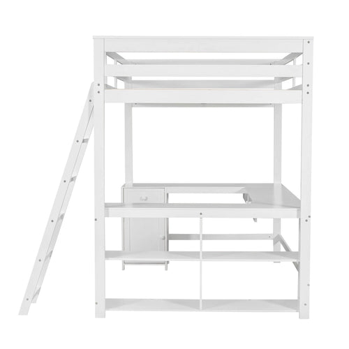 Lit mezzanine pleine grandeur avec bureau en U