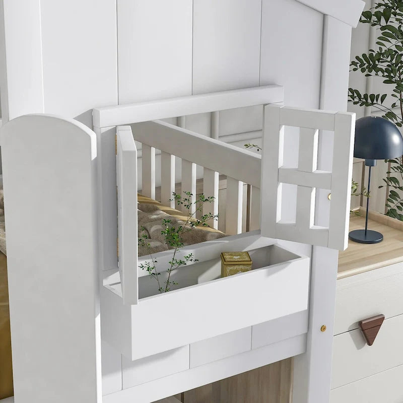 win over Twin House Bunk Bed with Roof