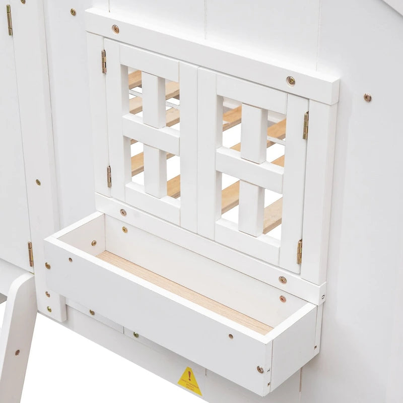 win over Twin House Bunk Bed with Roof