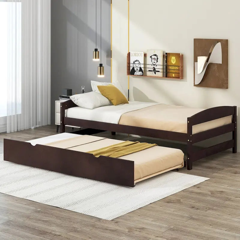 Twin Platform Bed with Handy Trundle for Guests