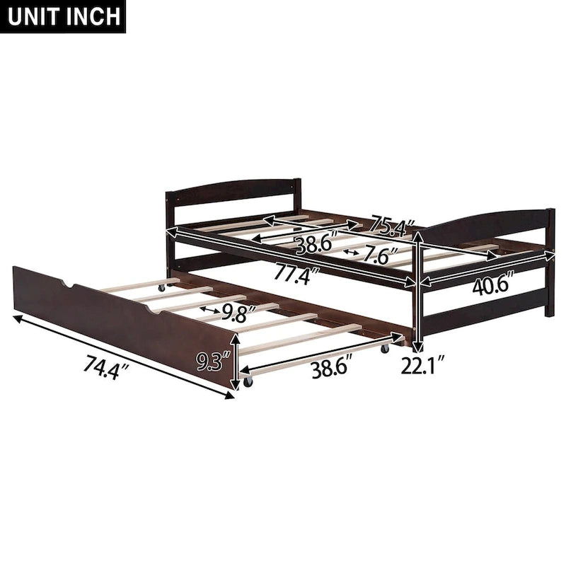 Twin Platform Bed with Handy Trundle for Guests