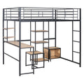 MERAX Full Size Loft Bed with Desk and Stool