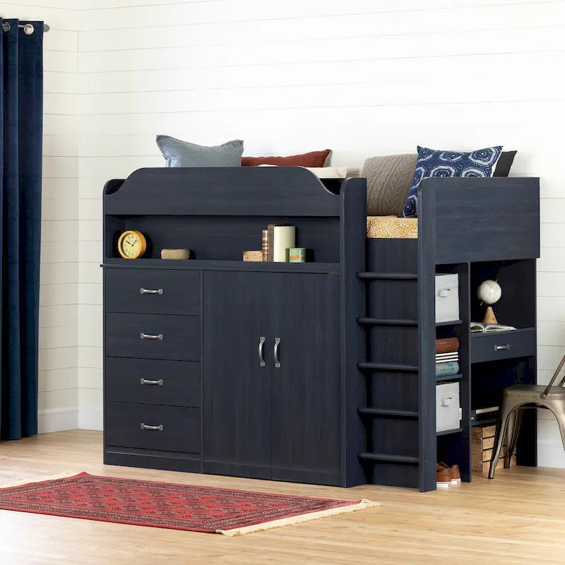 Loft Bed with Desk, Armoire and Storage
