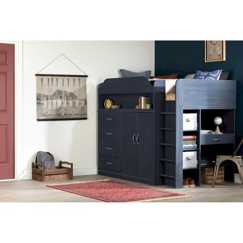 Loft Bed with Desk, Armoire and Storage