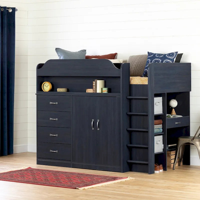 Loft Bed with Desk, Armoire and Storage